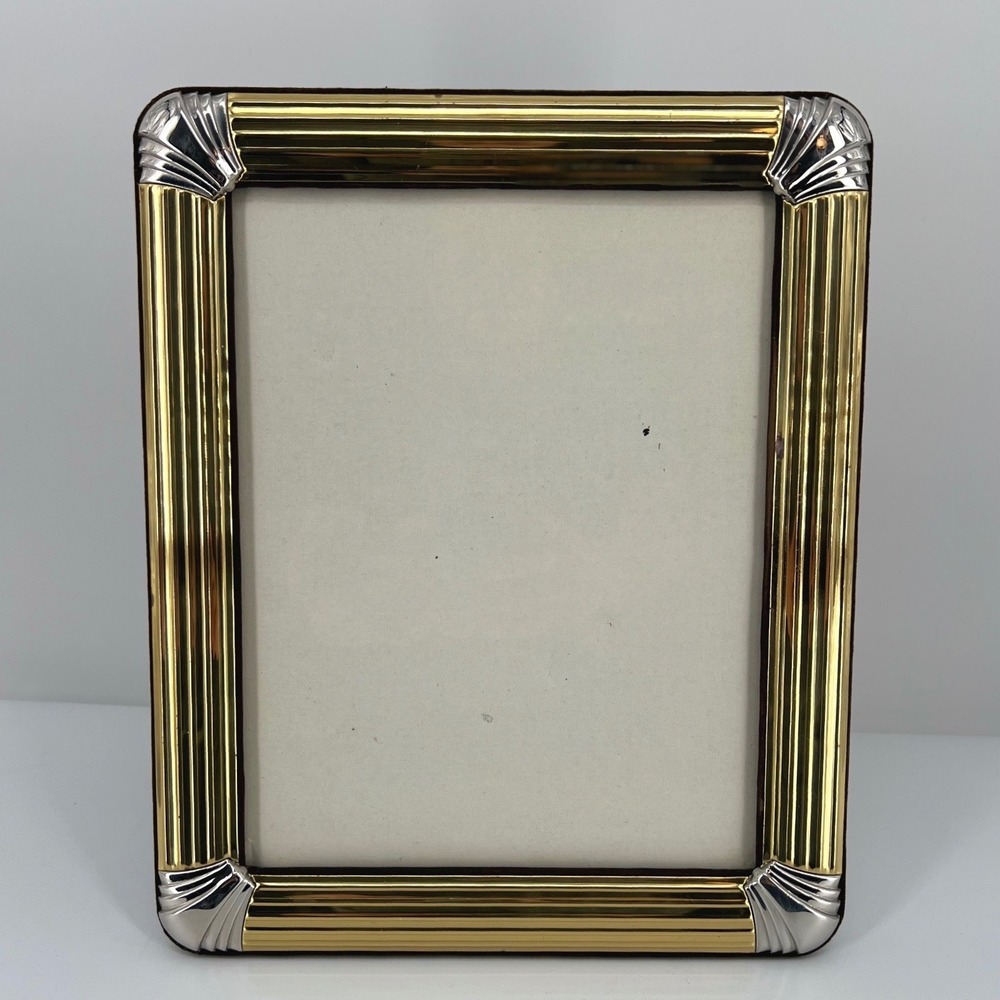 Vintage Photo Frame Mixed Metal Art Deco Gold Silver 8x10 Hollywood Regency Glam